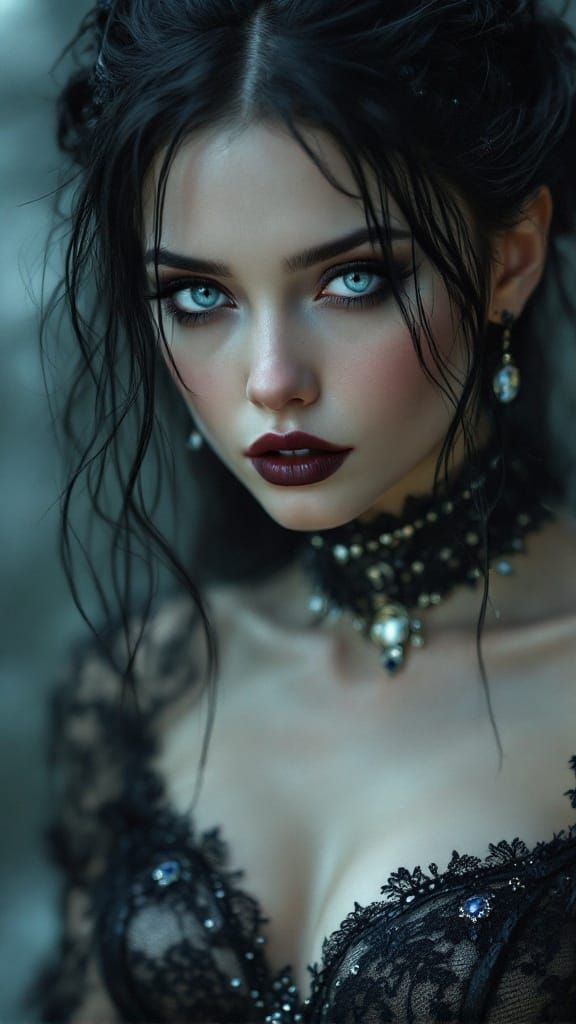Gothic Enchantress in Soft, Moonlit Splendor