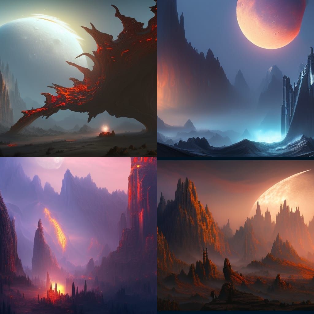 Fantastical Moonfire in Detailed Matte Painting