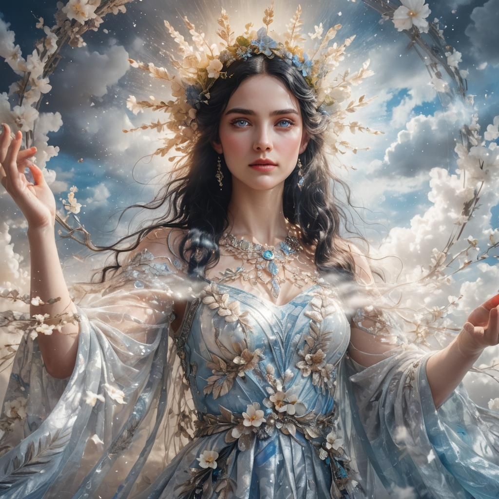 Ethereal Goddess Portrait in a Celestial Style