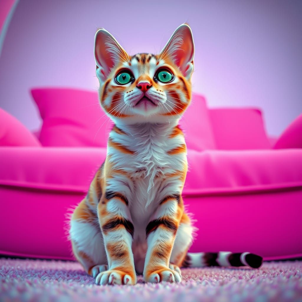 Vibrant Lo-Fi Abstract Cat in Iridescent Hues