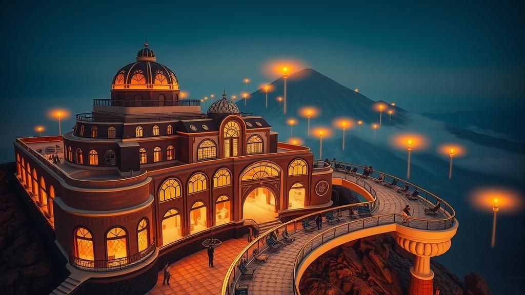 Art Nouveau Hotel on Mount Etna, Volumetric Lighting