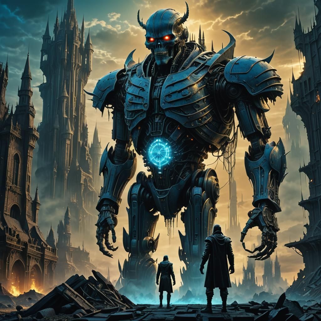 Android Confronts Death Before Gothic Castle