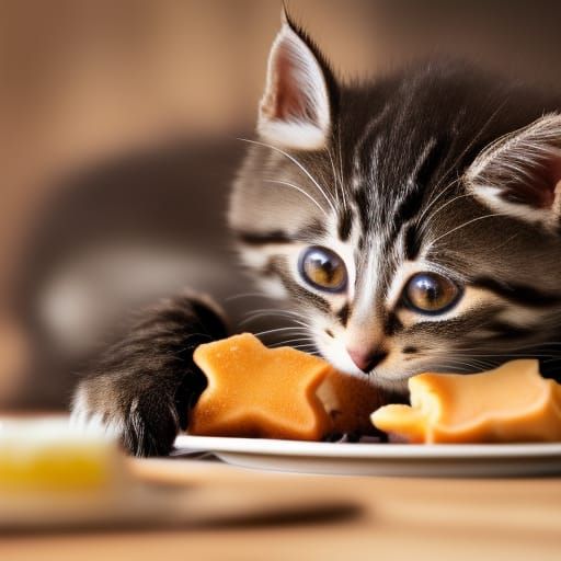 Cute Kitten Enjoys Delicious Desserts: Professional Photogra...