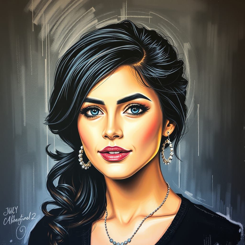 Charming Chalk Art Portrait of a Young Actress