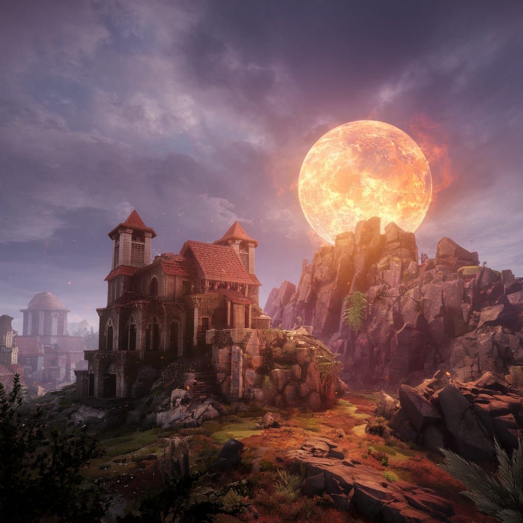 Fantastical Fireball Concept Art in Deep Color