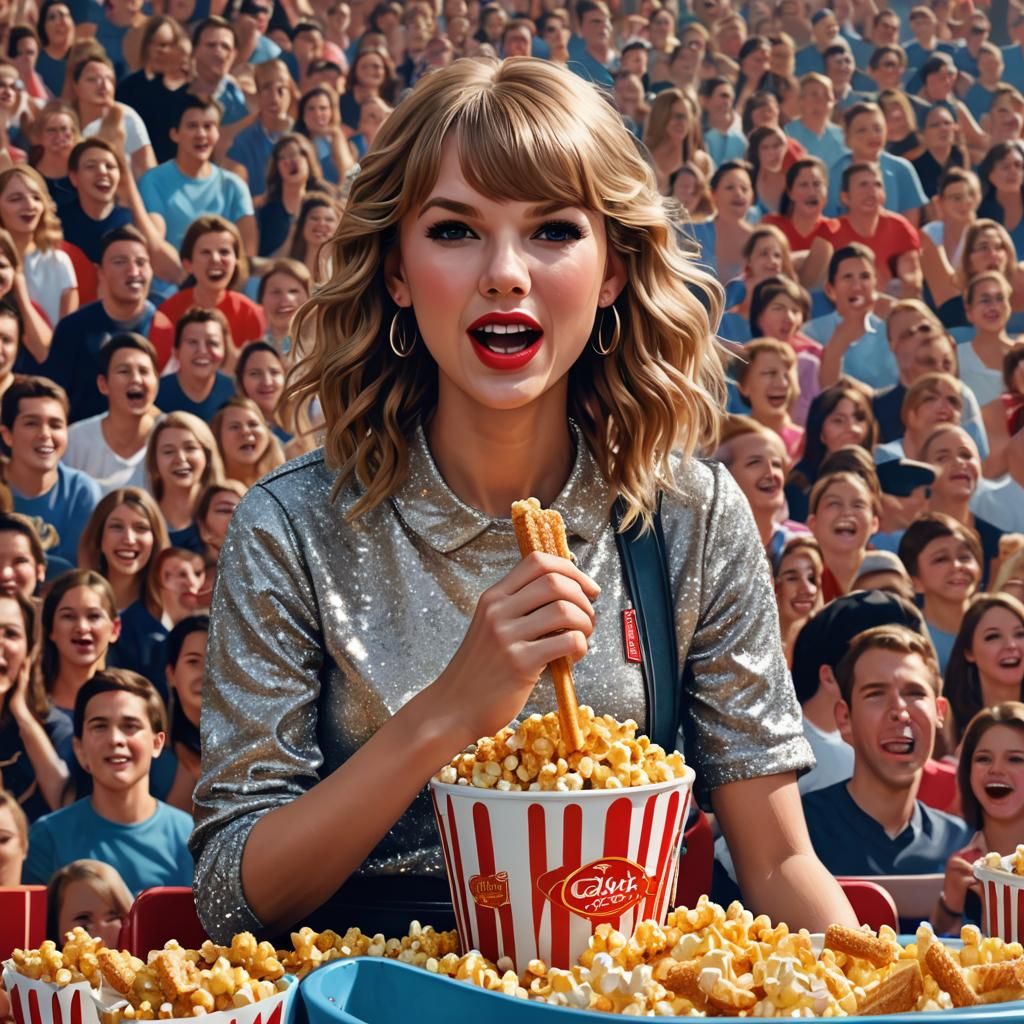 Taylor Swift at Cheerleading Event: Digital Art