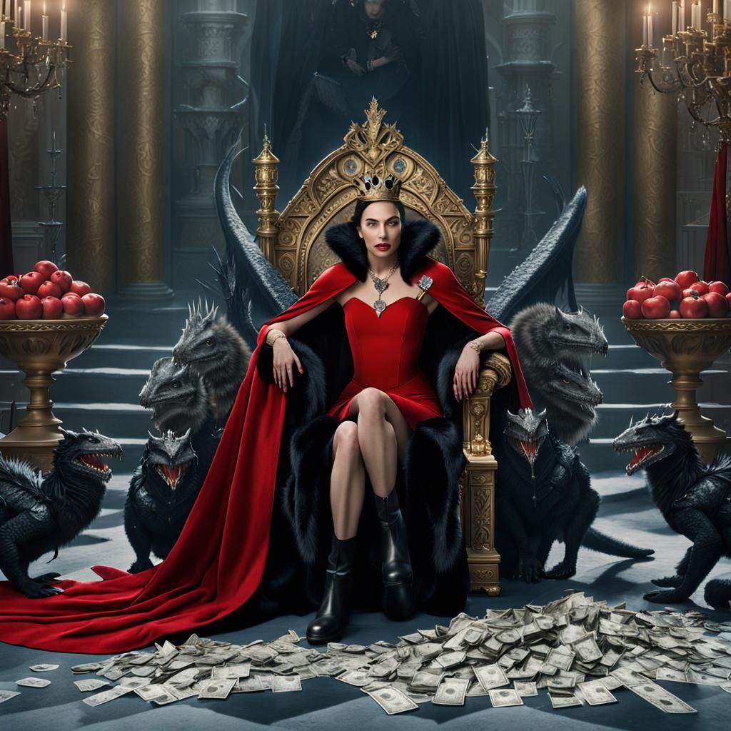 Evil Queen on Throne with Dragons: Digital Matte Painting