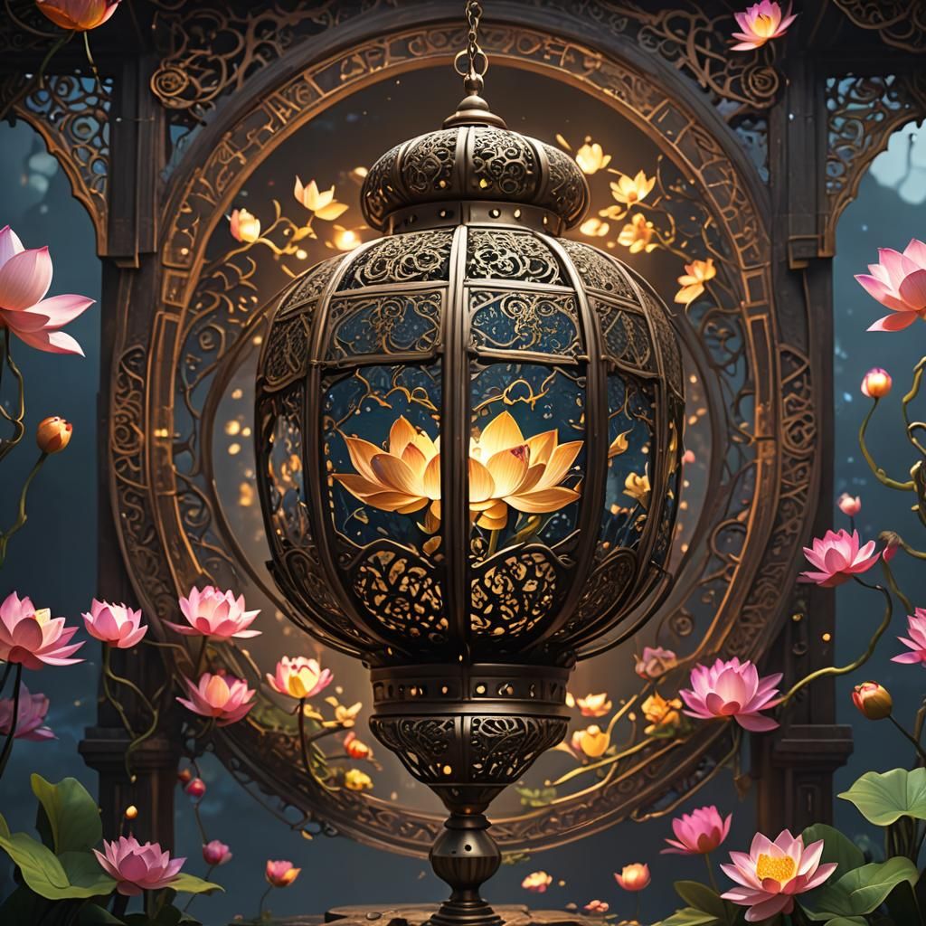Detailed Lotus Lantern Concept Art