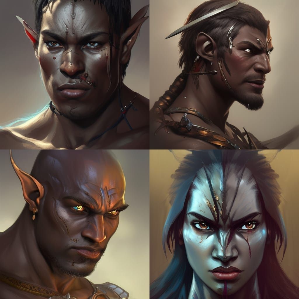 Scarred Dark Elf-Orc Warrior Portrait in 8K