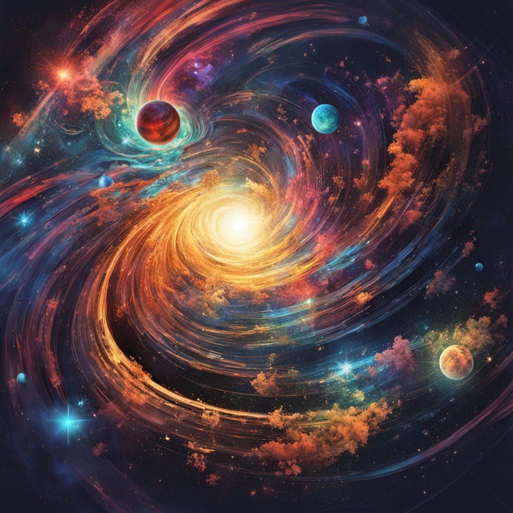 Cosmic Diurnal Motion: A Vibrant Digital Illustration