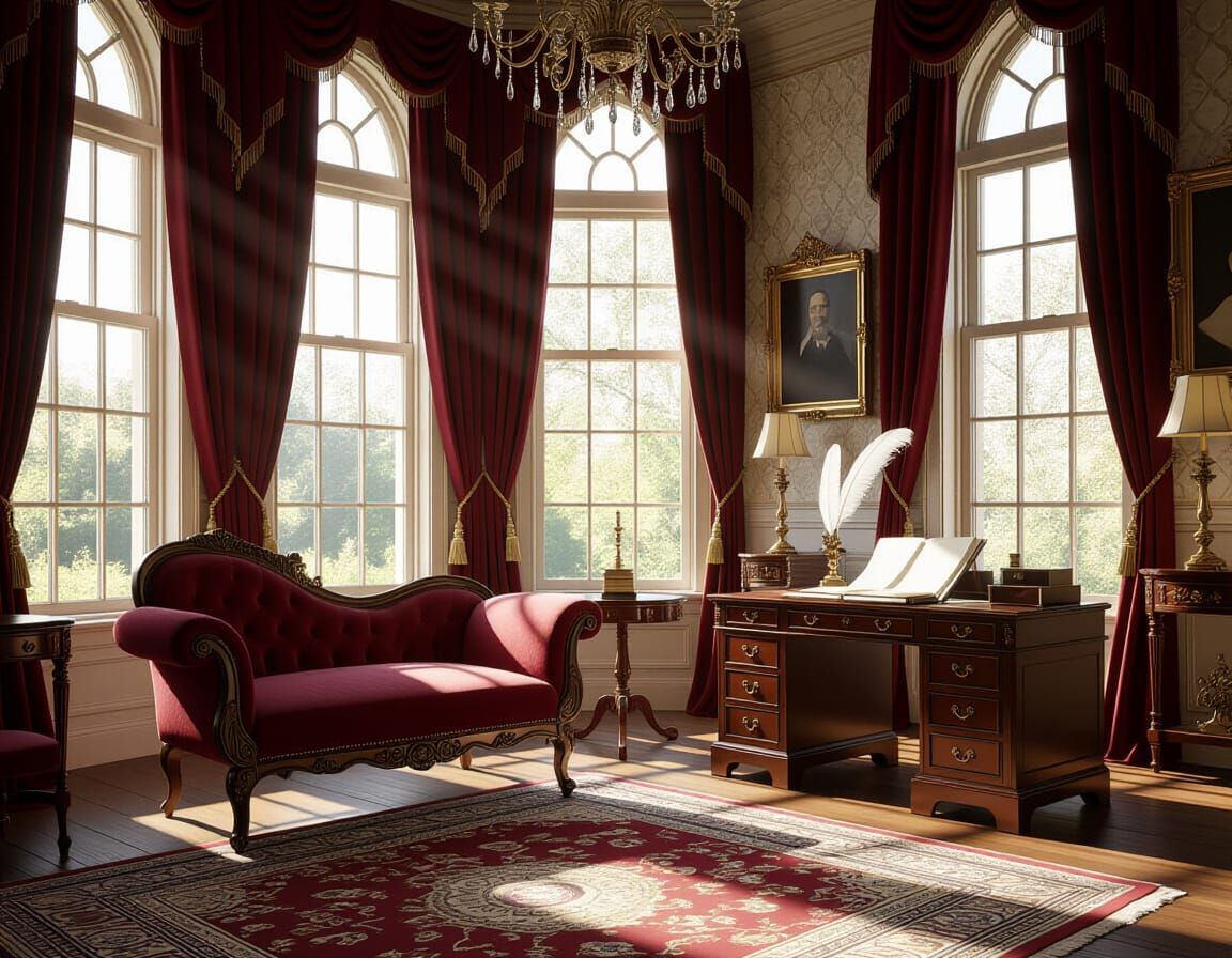 Victorian Drawing-Room with Antique Furniture