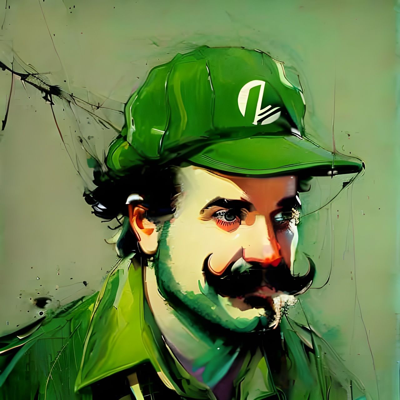 Sinister White Letter L Logo in Oil Paint