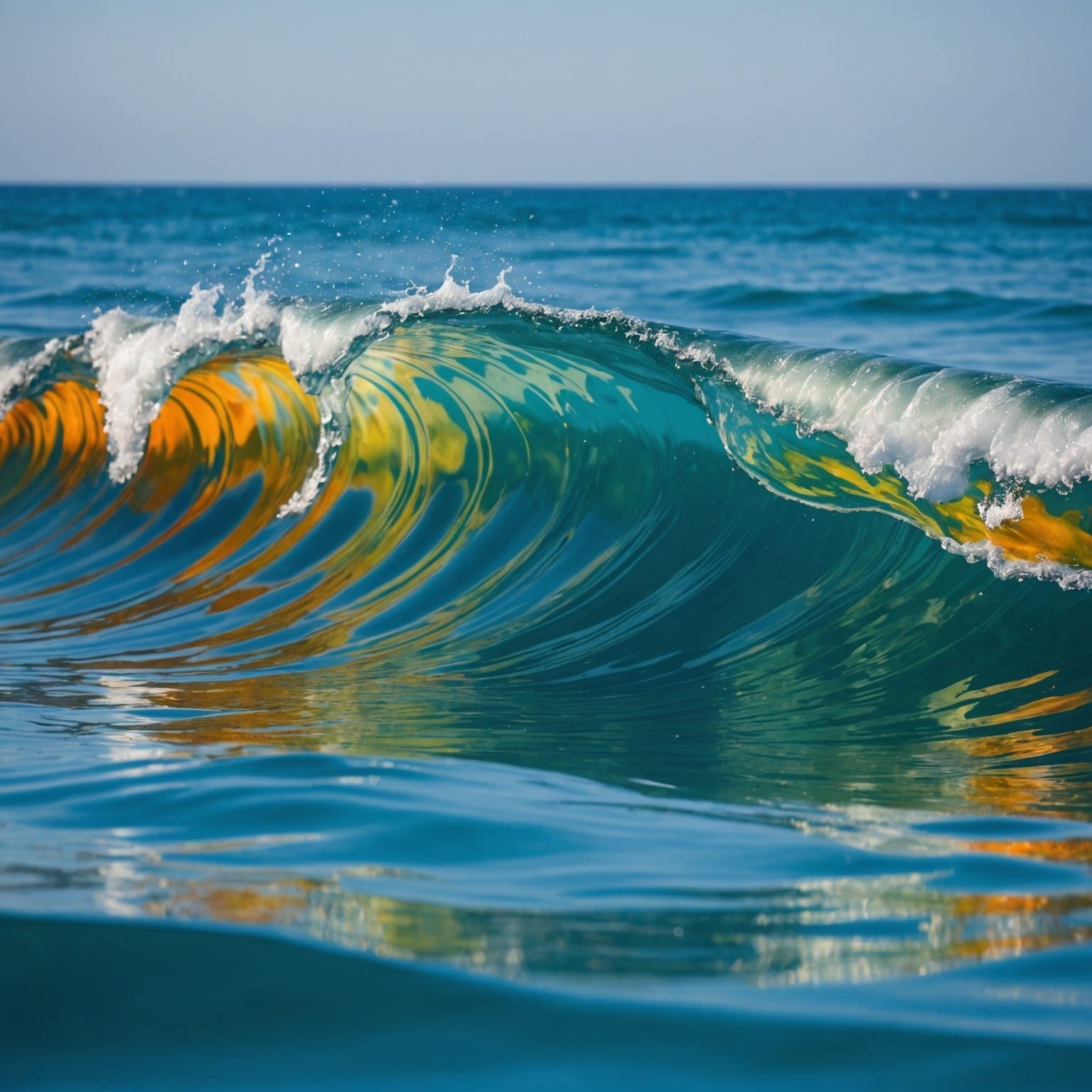Glass Ocean Waves: Transparent Multicolored Sea
