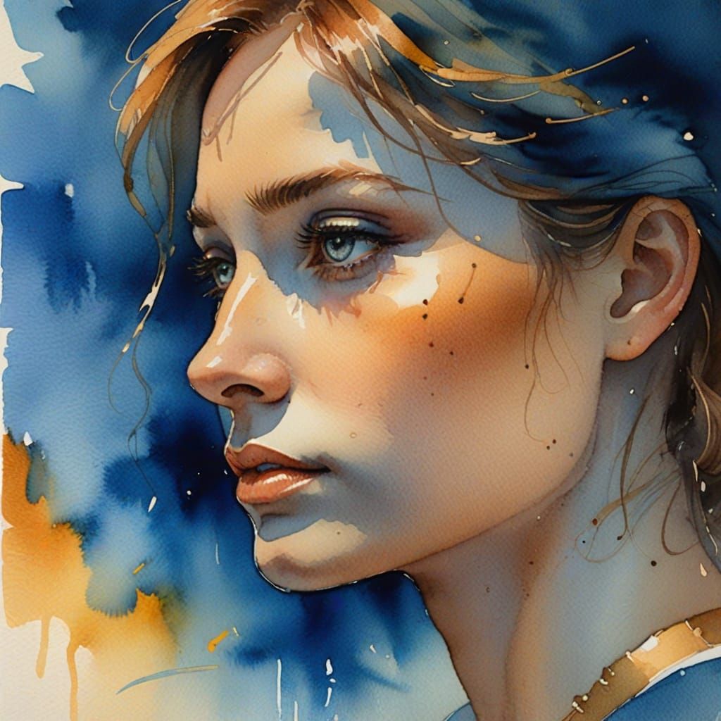 Ethereal Figure in Warm Watercolor Light