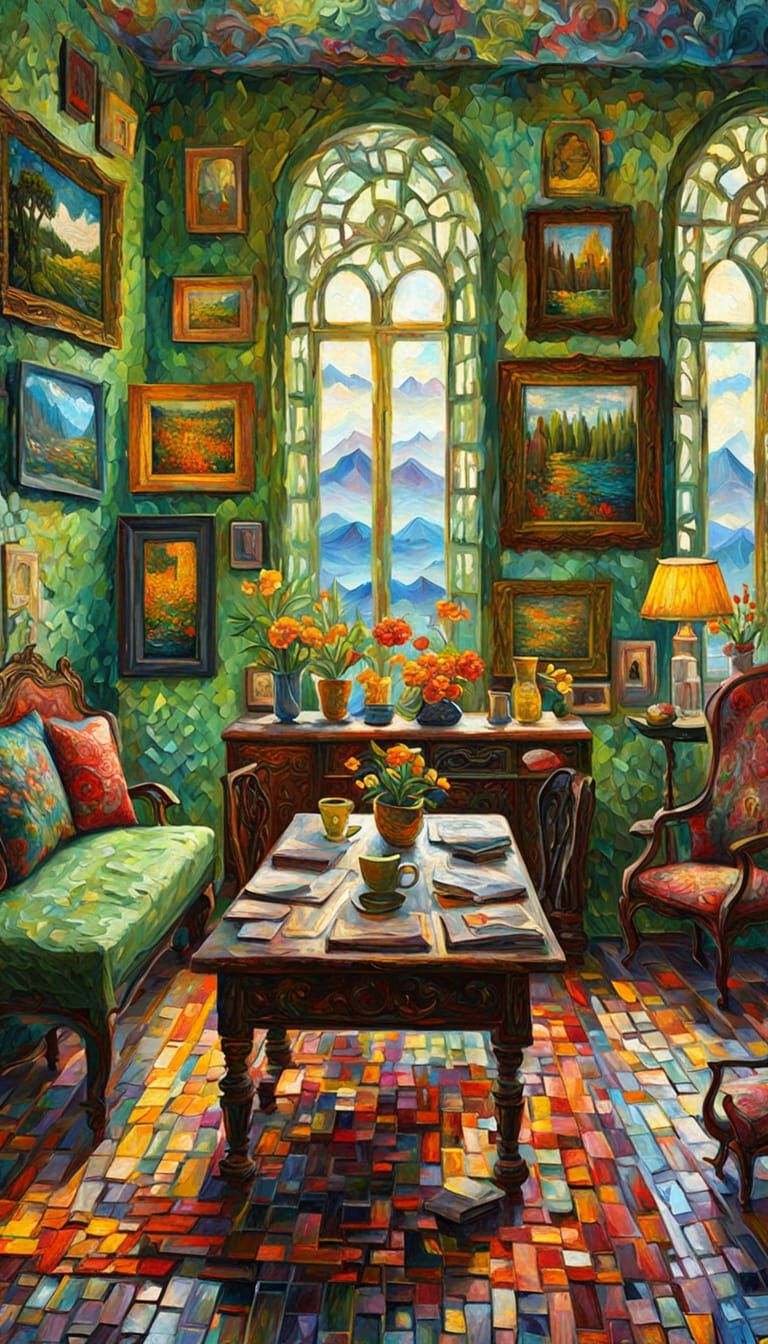 Dramatic Colourful Painting in Expressionist Style