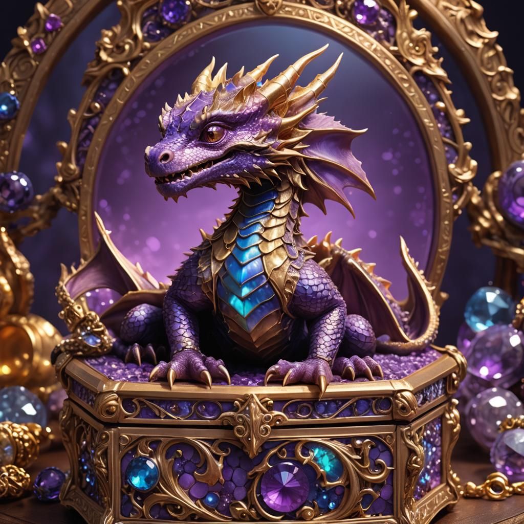 Baby Dragon on Jewelry Box as Matte Painting