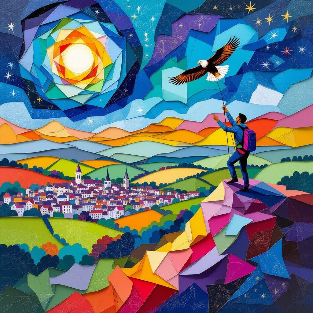 Psychedelic Paper Art: Solsbury Hill Scene