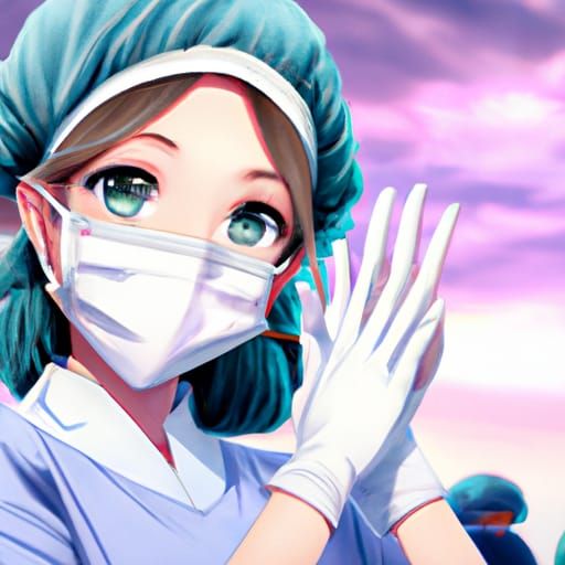 Surgical Nurse Illustration in Studio Ghibli Anime Style