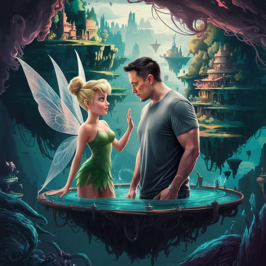 Tinker Bell and Elon Musk: Fantasy Art Concept