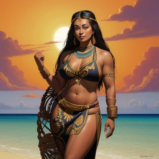 Elegant Samoan Goddess in Sunset Glory