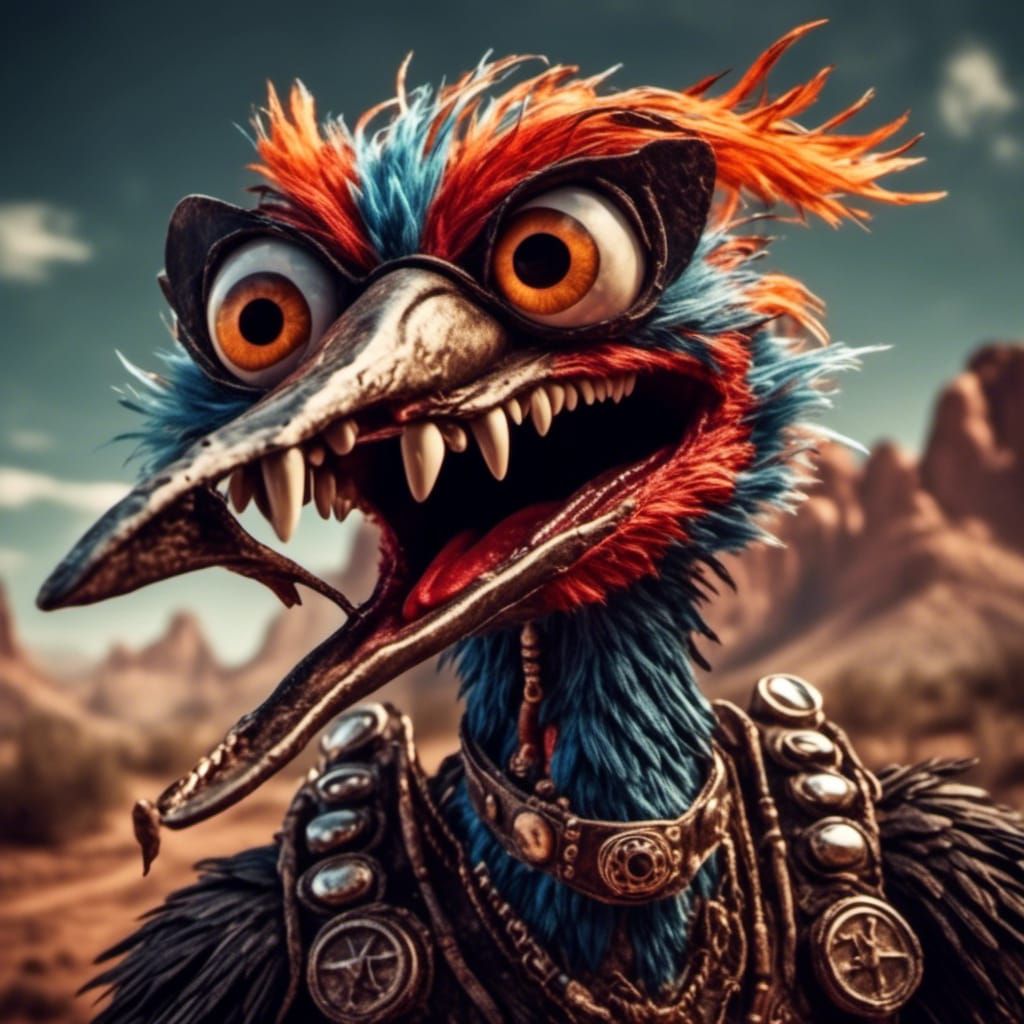 Angry Road Runner Screaming with Teeth