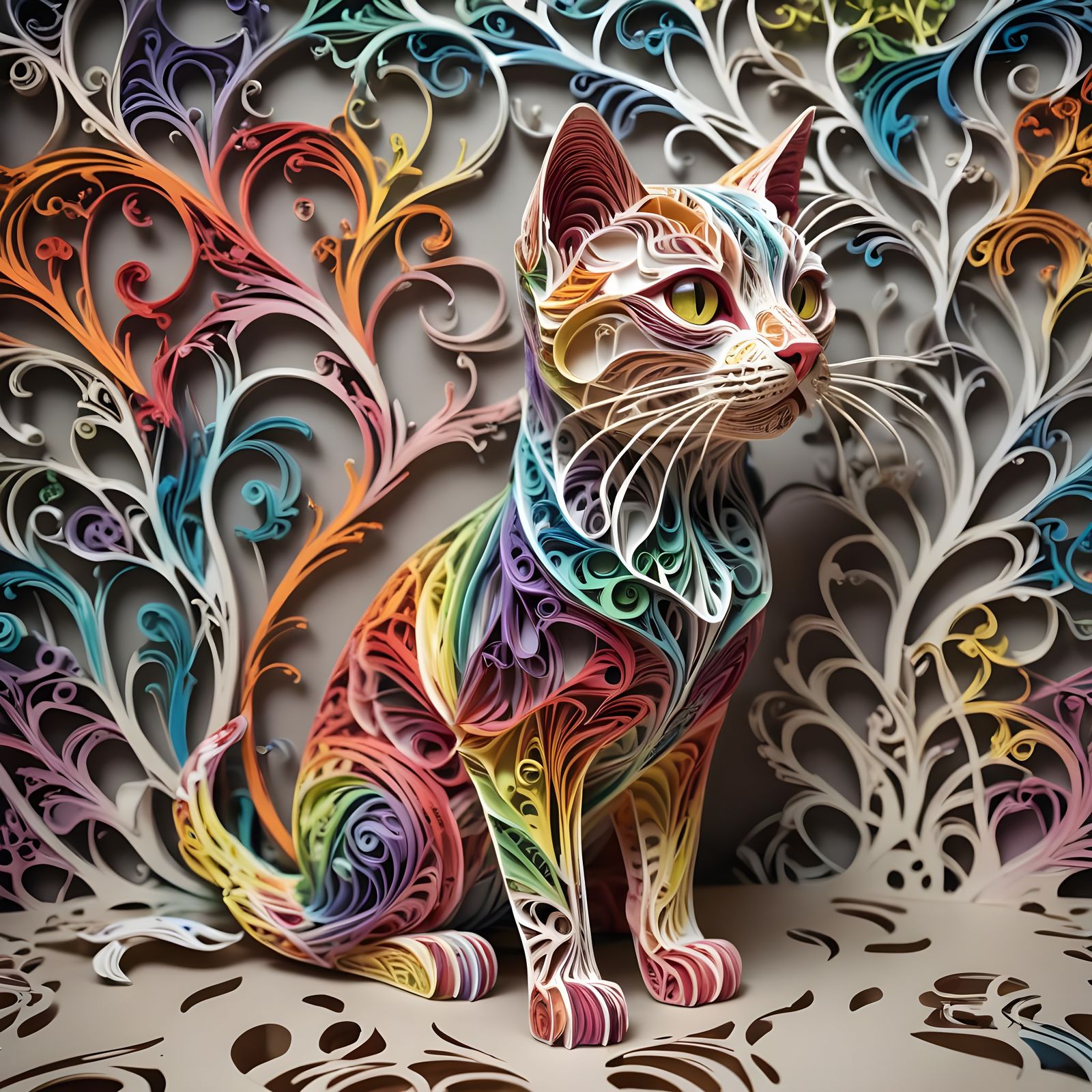 Kirigami rainbow cat