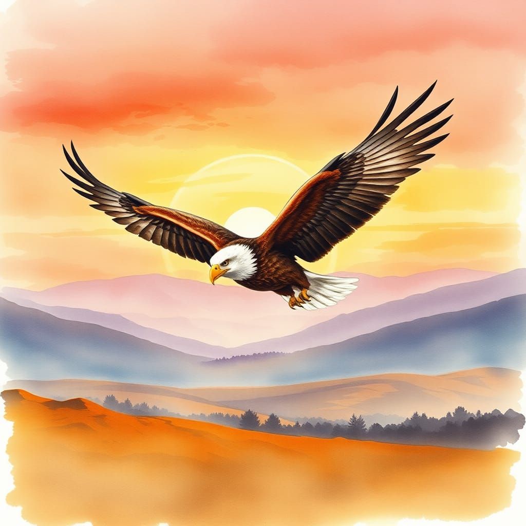 A eagle at sunset