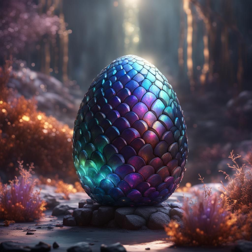 Iridescent Crystal Dragon Egg: Fantasy Concept Art