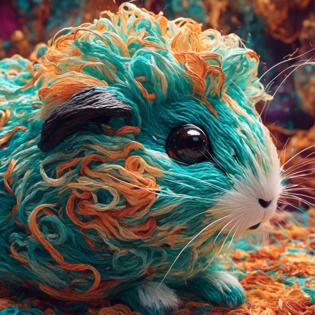 Yarn Landscape with Guinea Pig: Abstract Art