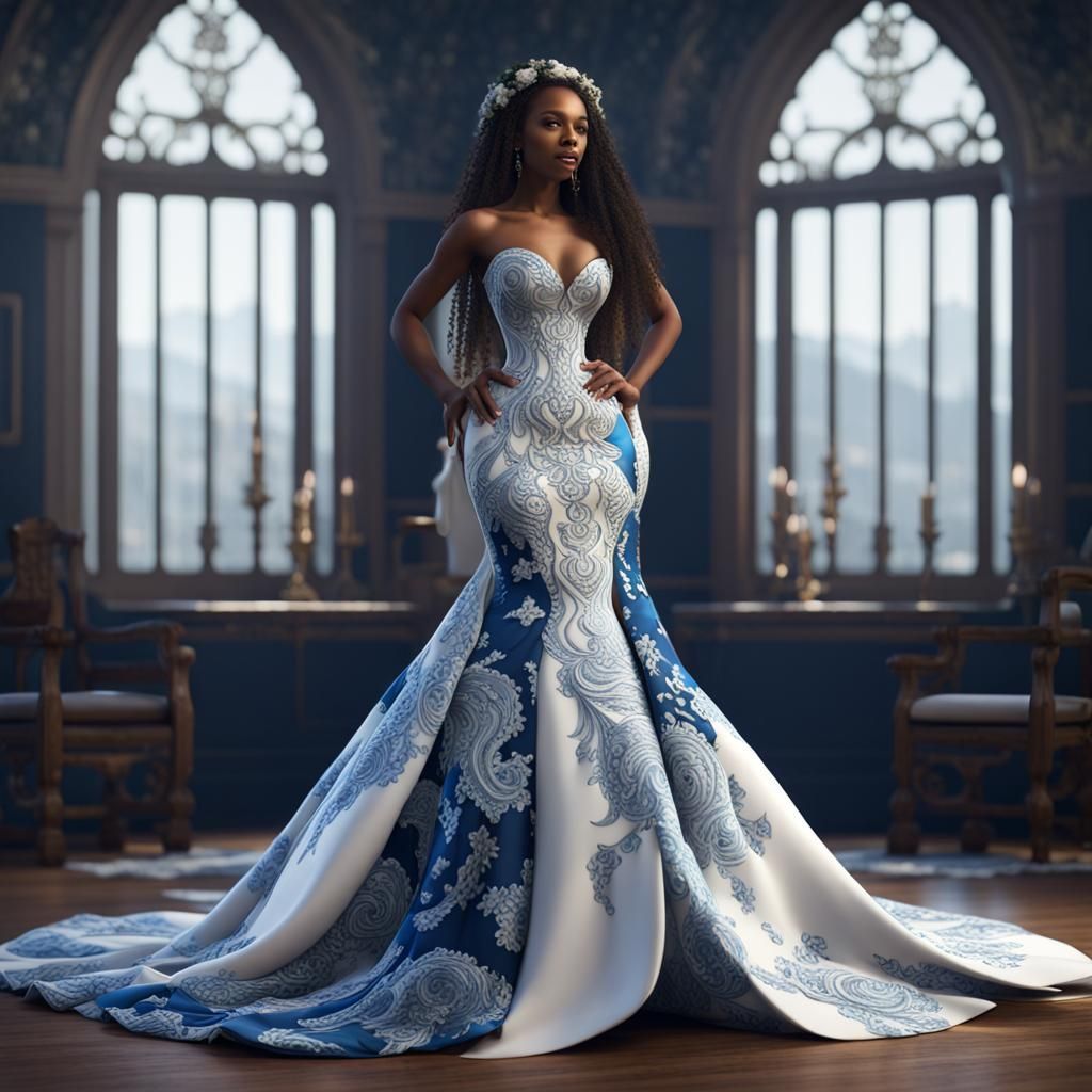 Ankara Mermaid Wedding Dress: Fantasy Concept Art