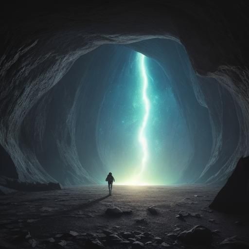 Cave inside an asteroid