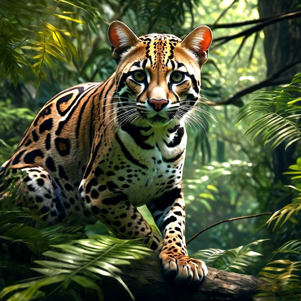 Majestic Ocelot in Sunset Hues