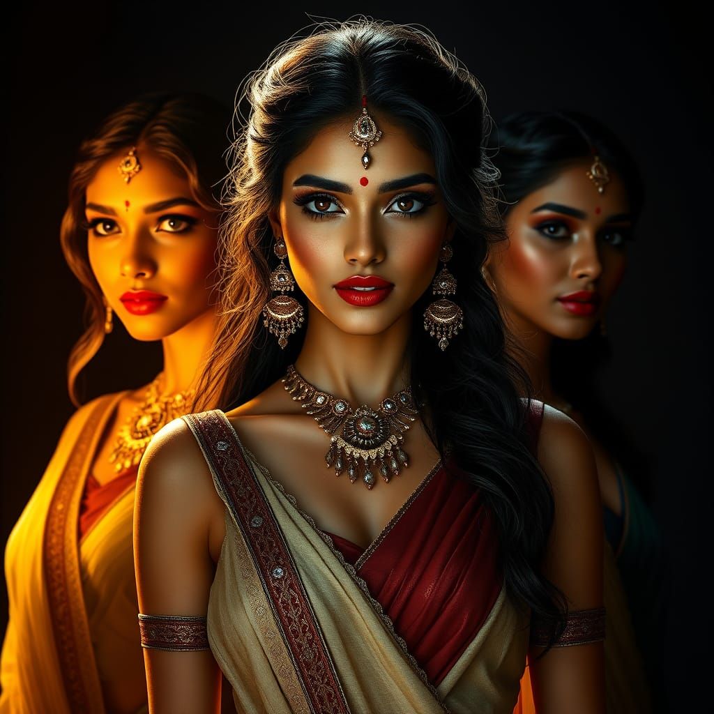 Elegant Indian Woman in Three Stunning Looks
