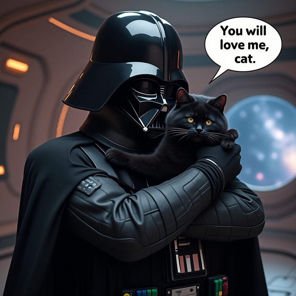 Darth Vader's Affectionate Embrace: A Photorealistic Scene