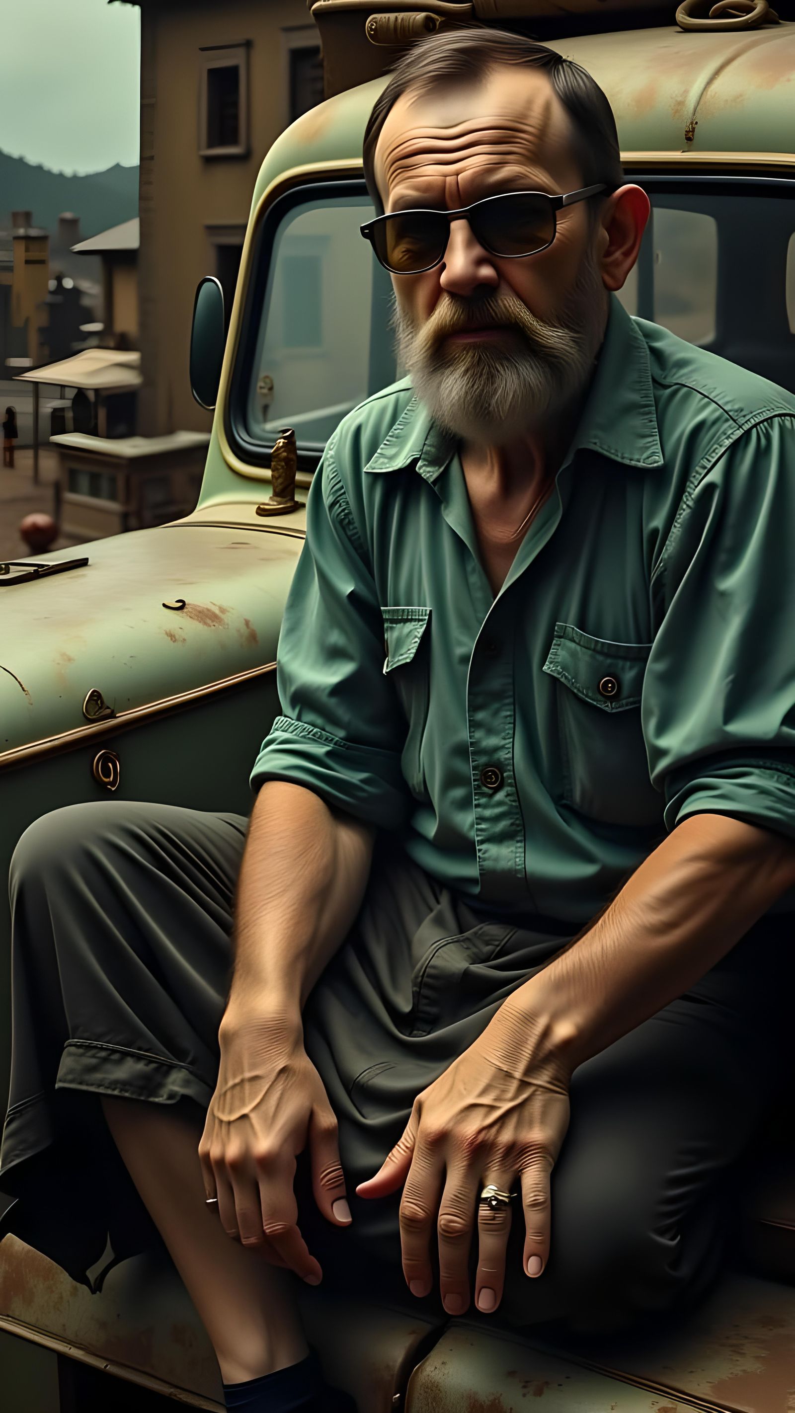 Old Bogomil with old Car