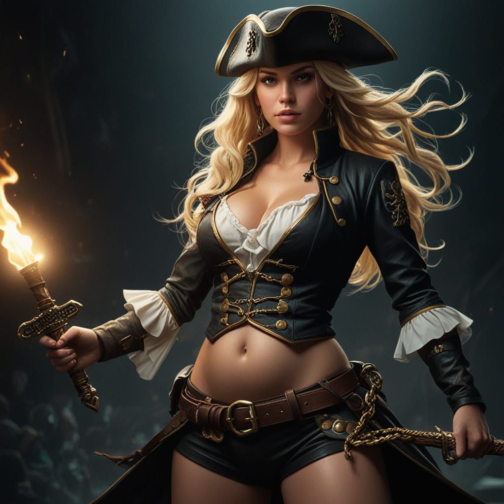 Pregnant Pirate Concept Art with Swashbuckling Elegance