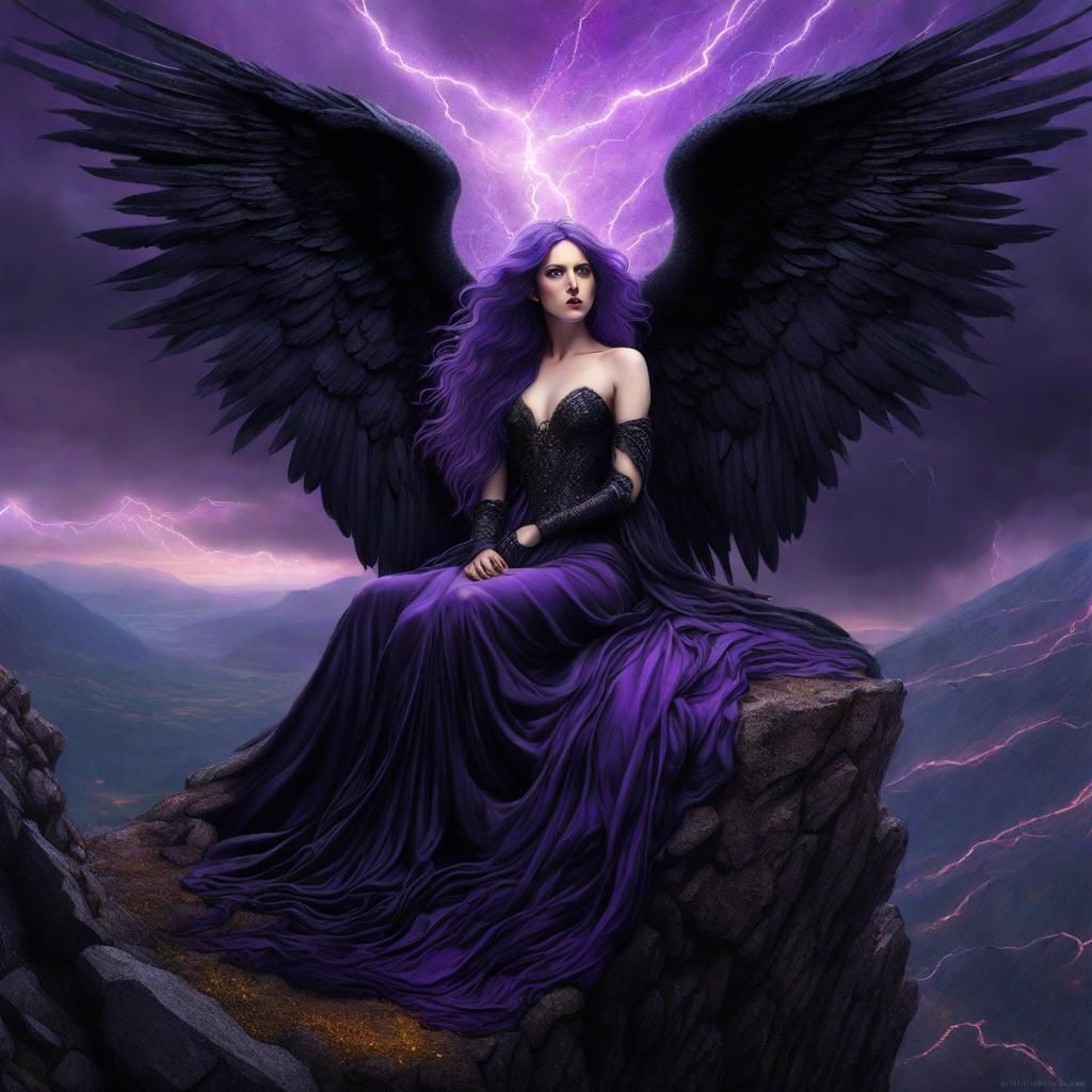 Fallen Angel in Dystopian Landscape, Intricate Digital Art