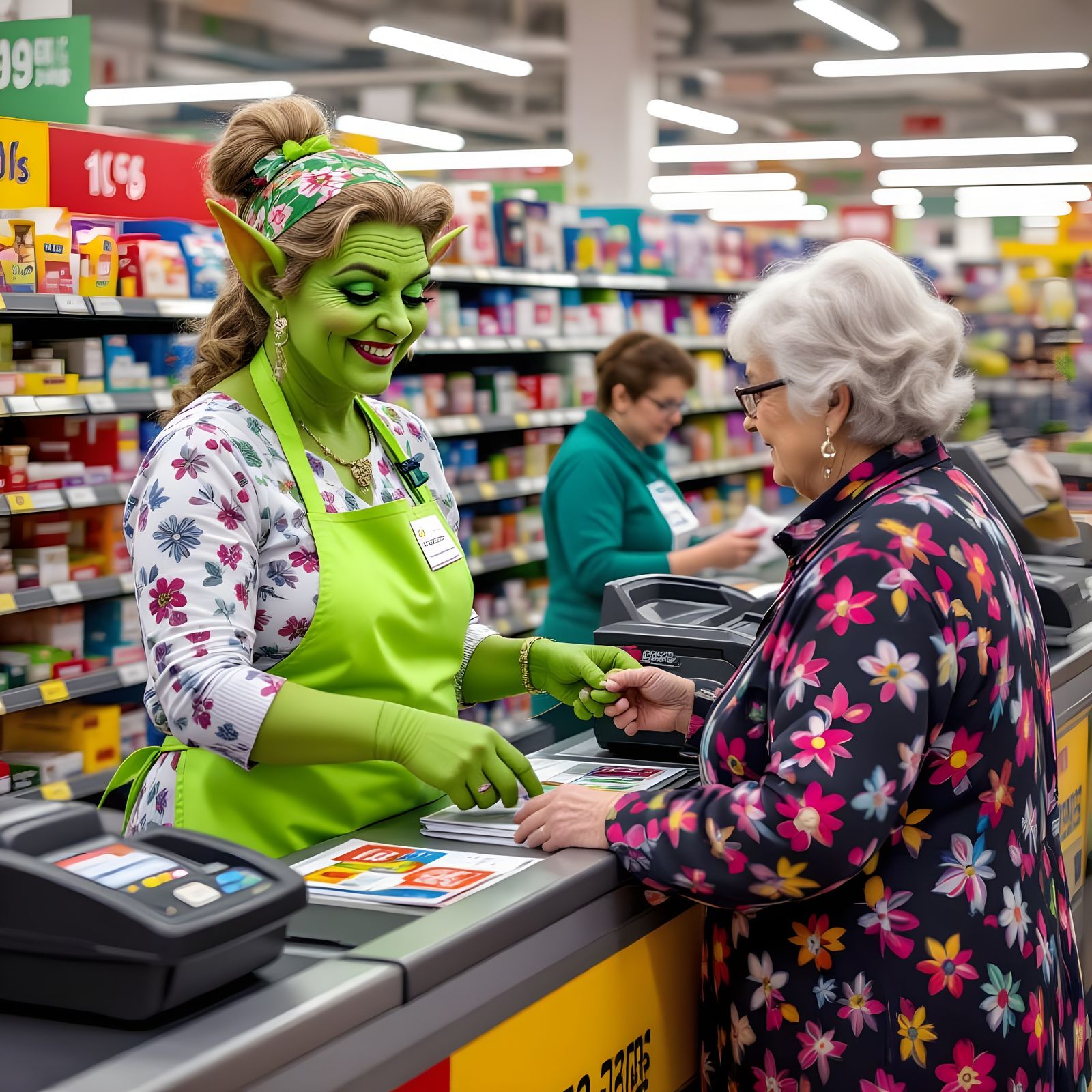 Goblin Lady at Poundland Serving Customer