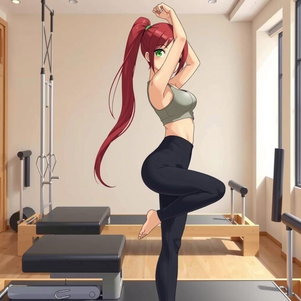 Hyper Realistic Female Pilates Practitioner in Studio Settin...