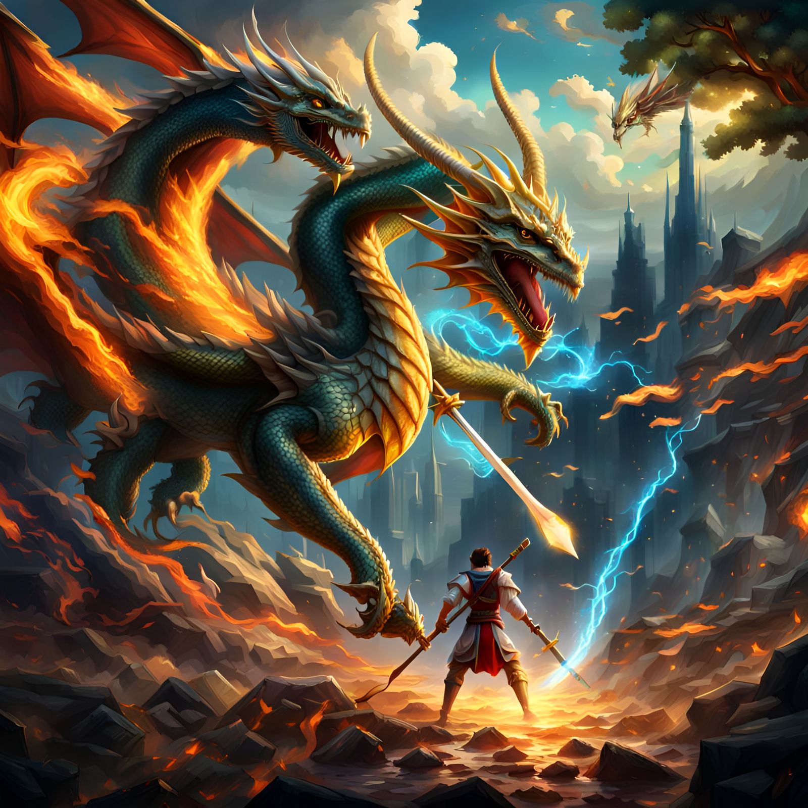 Dragon's Fire and Angel's Spear: Epic Battle