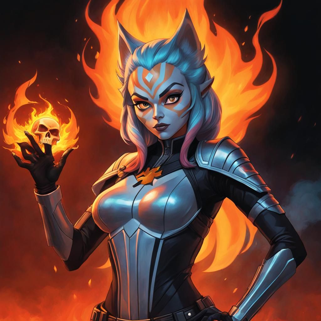 Ahsoka as Ghost Rider: Cosmic Astral Illustration