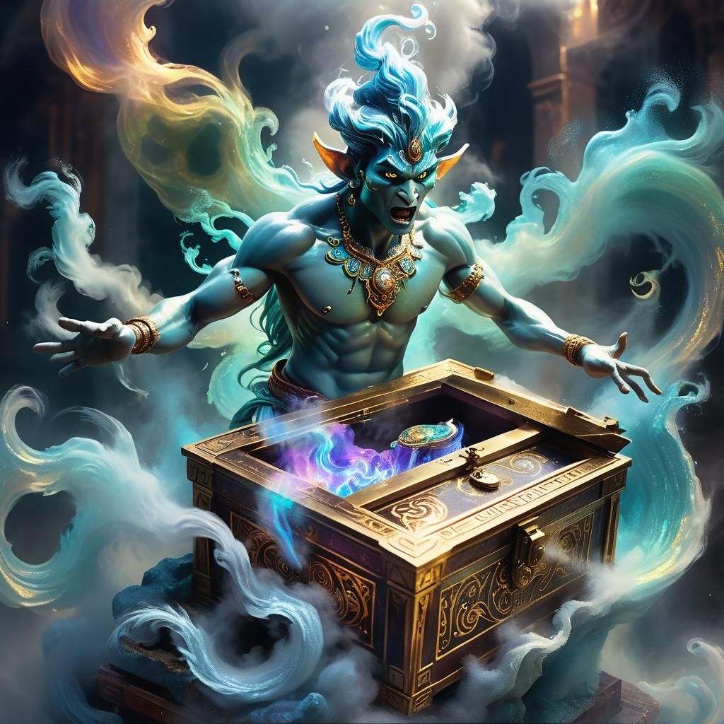 Holographic Djinn Emerges: Impasto Glitch Art