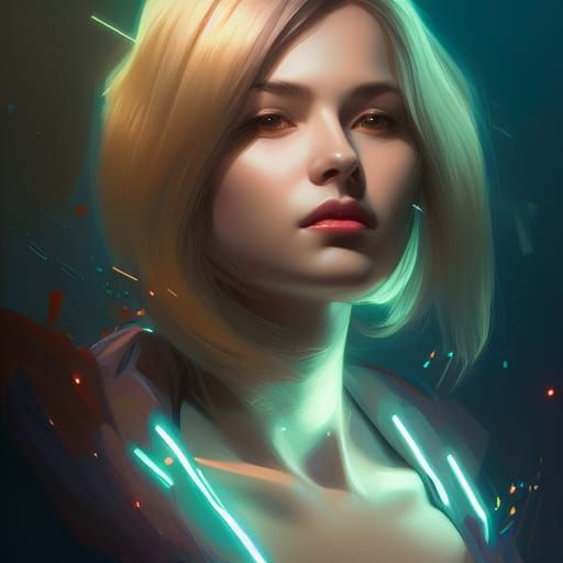 Electric Heart Girl: Hyperdetailed Digital Portrait