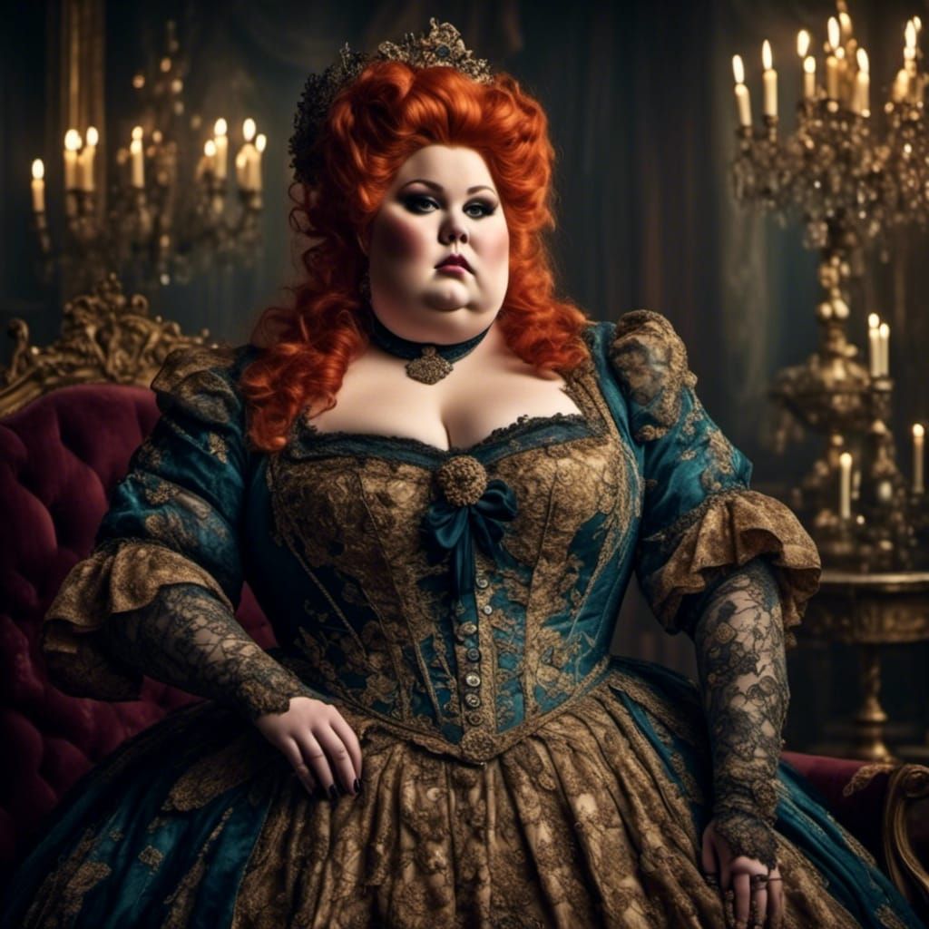 Curvy Gothic Woman in Hyperreal Style