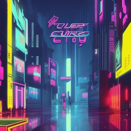 Neon Cyberpunk Cityscape in 2099 Style