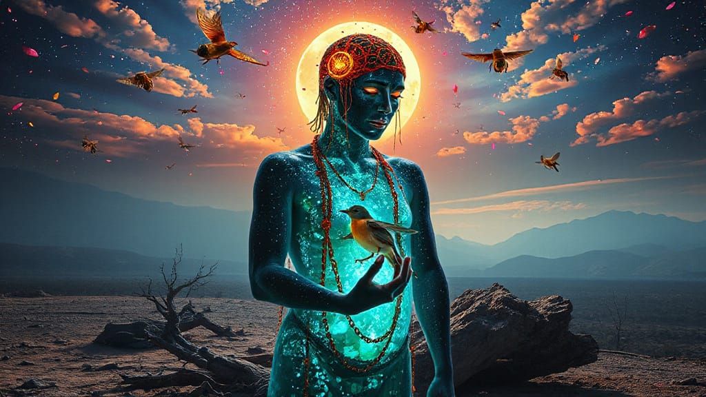 Mystical Shamanic Vision Collage in Vivid Colors