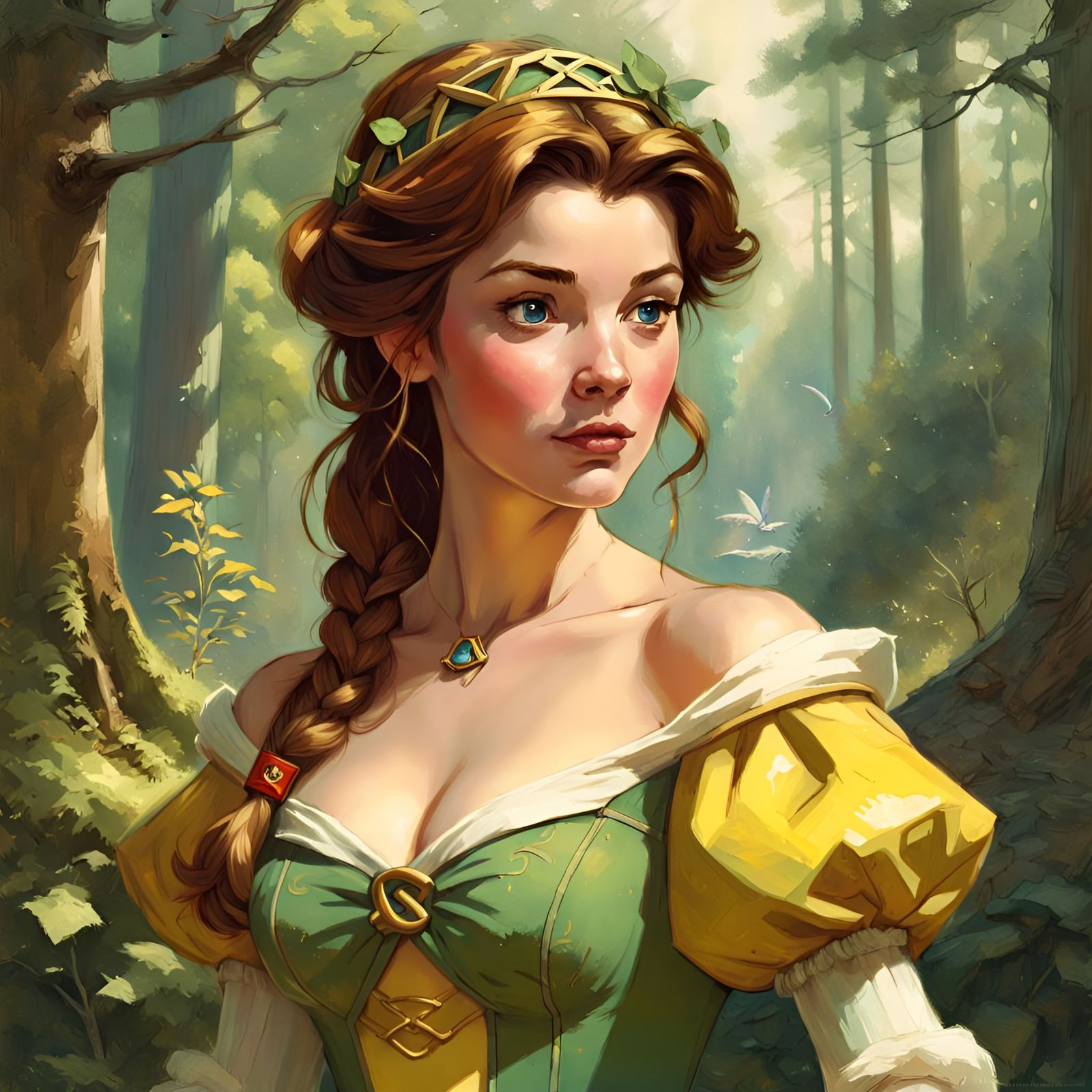 Princess Belle as Link, Renaissance Digital Art