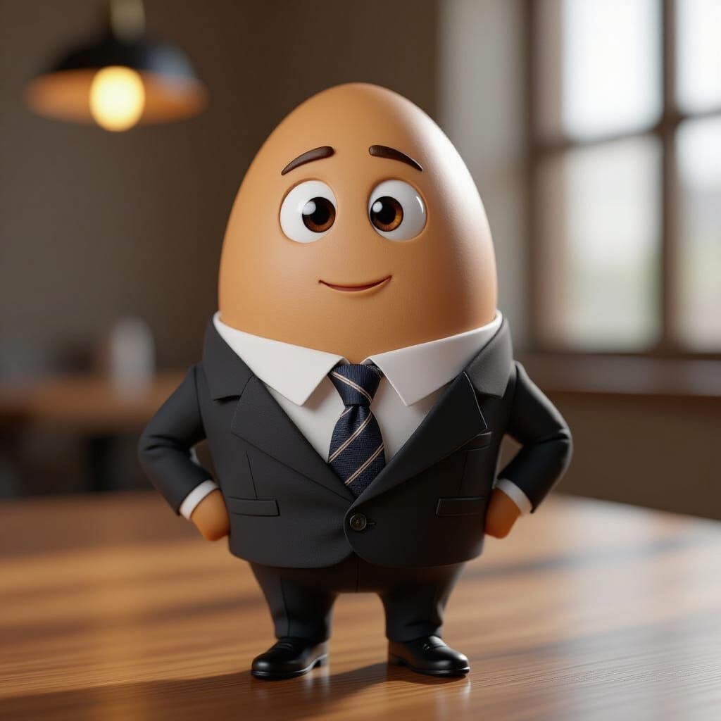 Sophisticated Egg in Business Suit, Photorealistic
