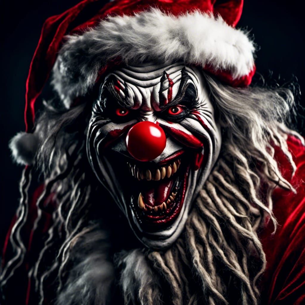 Terrifying Krampus, Santa, and Clown Horror Portrait