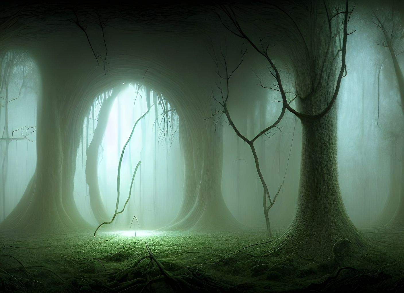 Dreamscape Haunted Forest House Interior in Digital Art